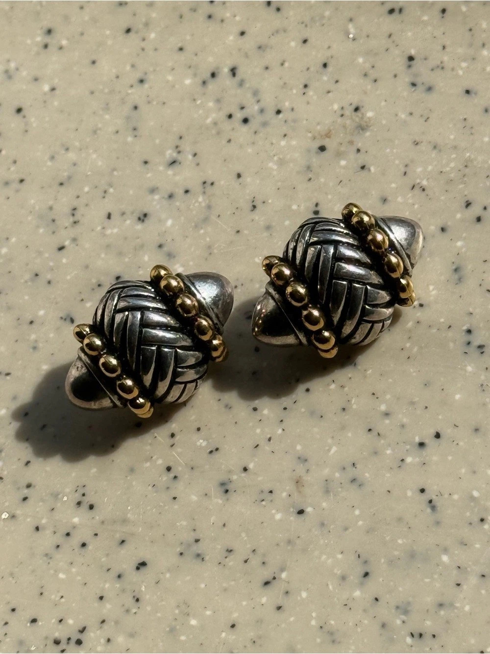 Vintage Premier Designs Two-Tone Clip-On Earrings